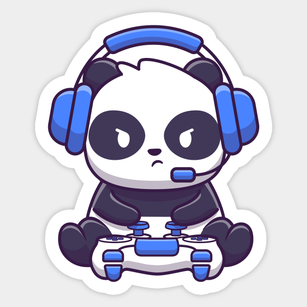 Cute Panda Gaming Panda Sticker Teepublic 